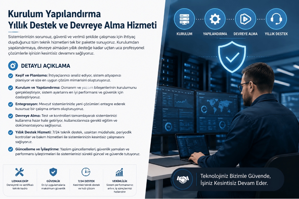 Kurulum, Yapılandırma, Yıllık Destek ve Devreye Alma Hizmeti