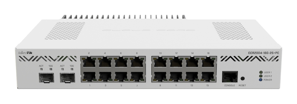 Mikrotik CCR2004-16G-2S+PC - Sessiz 16× Gigabit + 2× 10G SFP+ Firewall Router