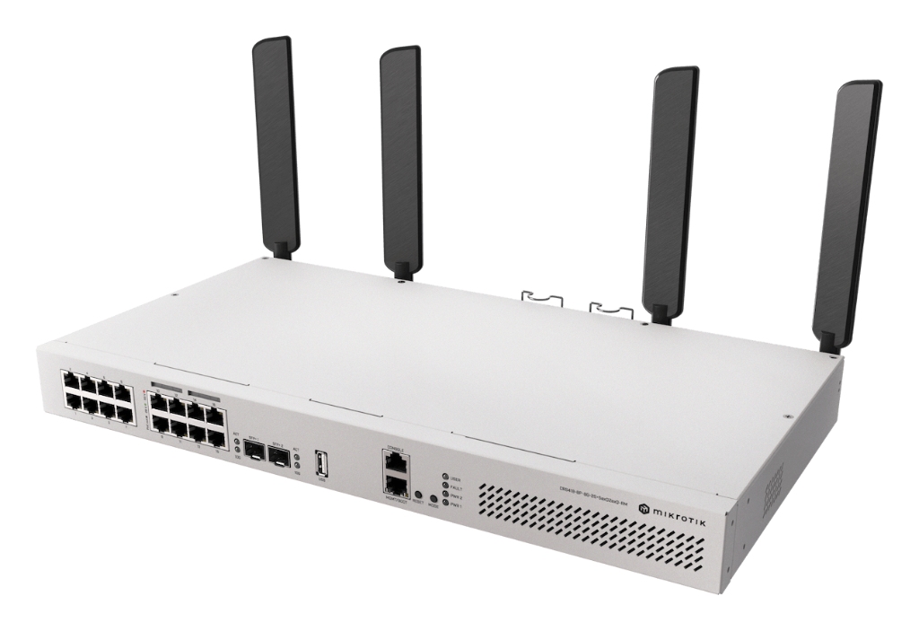 Mikrotik CRS418-8P-8G-2S+5axQ2axQ-RM Switch - Wi-Fi 6, 16× GbE, 8× PoE-out, 2× 10G SFP+