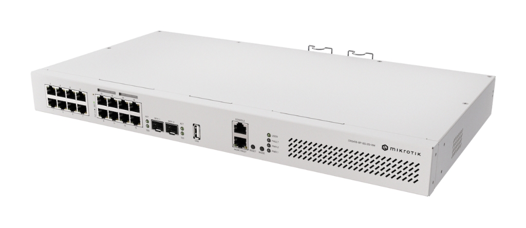 Mikrotik CRS418-8P-8G-2S+RM 16× Gigabit Router Switch, 8× PoE-out, 2× 10G SFP+