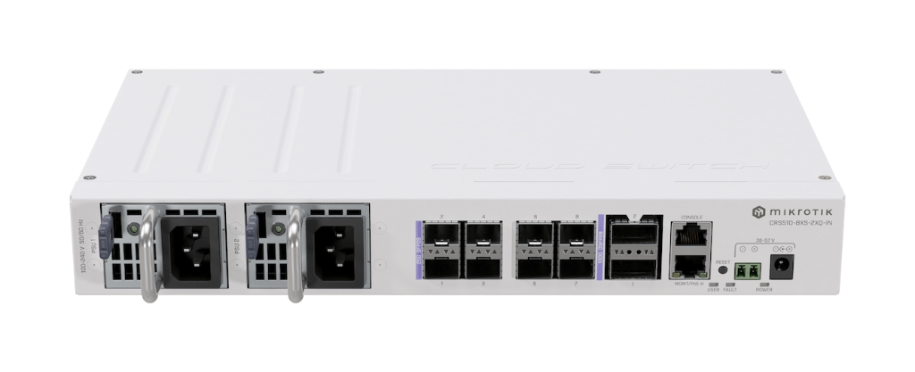 Mikrotik CRS510-8XS-2XQ-IN 100G Core Switch, 2×100G QSFP28 + 8×25G SFP28, MLAG Desteği