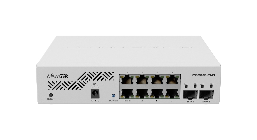 Mikrotik CSS610-8G-2S+IN — 8 Port Gigabit + 2 Port 10G SFP+ Yönetilebilir Switch