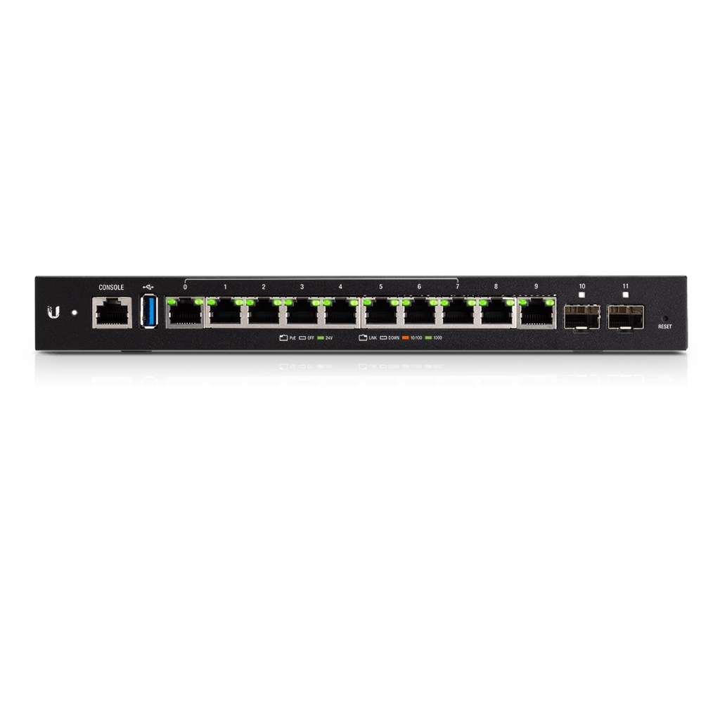 UBNT EdgeRouter 12P (ER-12P) – 10 Gigabit RJ45, 2 SFP ve 24V Pasif PoE Destekli Router, Güçlü Ağ Router