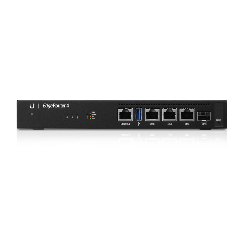 UBNT EdgeRouter 4 (ER-4) - Profesyonel Router, 4 Gbps Throughput, 3 Gigabit RJ45 ve 1 SFP Port