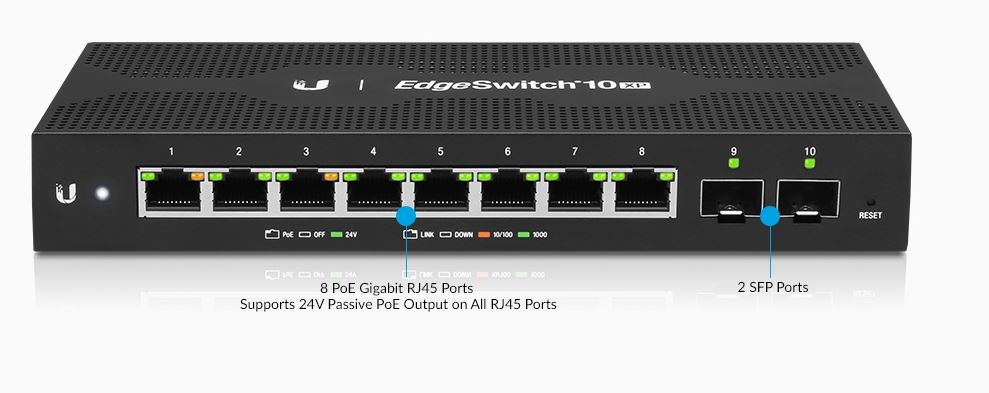UBNT-ES-10XP - UBNT Edge Switch 10XP 8 Port Gigabit POE yönetilebilir Switch