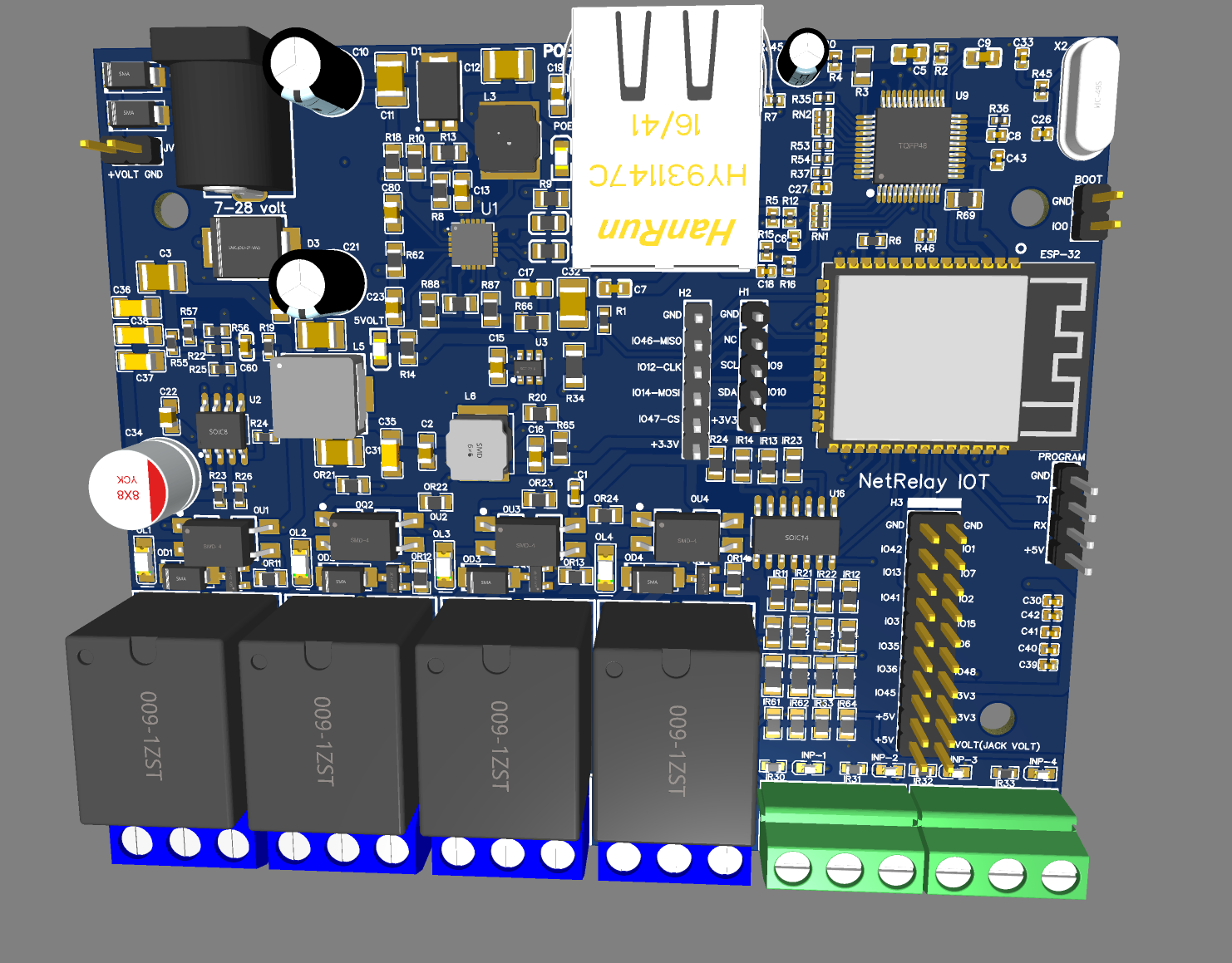 NetRelay IoT Development Board 4 Röle (PoE-Ethernet-WiFi Lan Relay) Geliştirme Kartı
