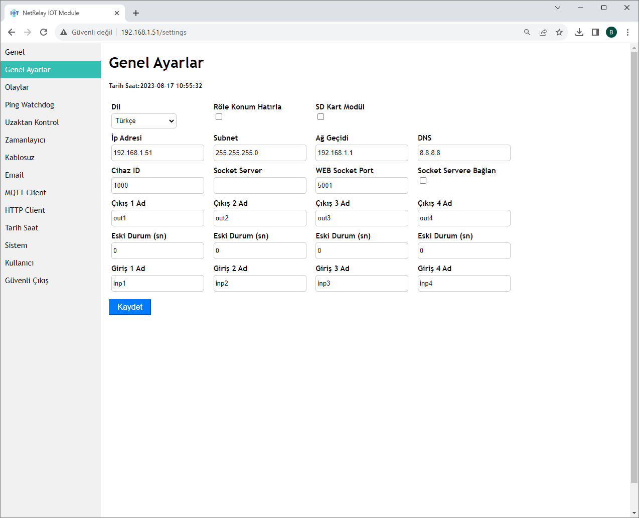 NetRelay IoT Development Board 4 Röle (PoE-Ethernet-WiFi Lan Relay) Geliştirme Kartı — görsel 17