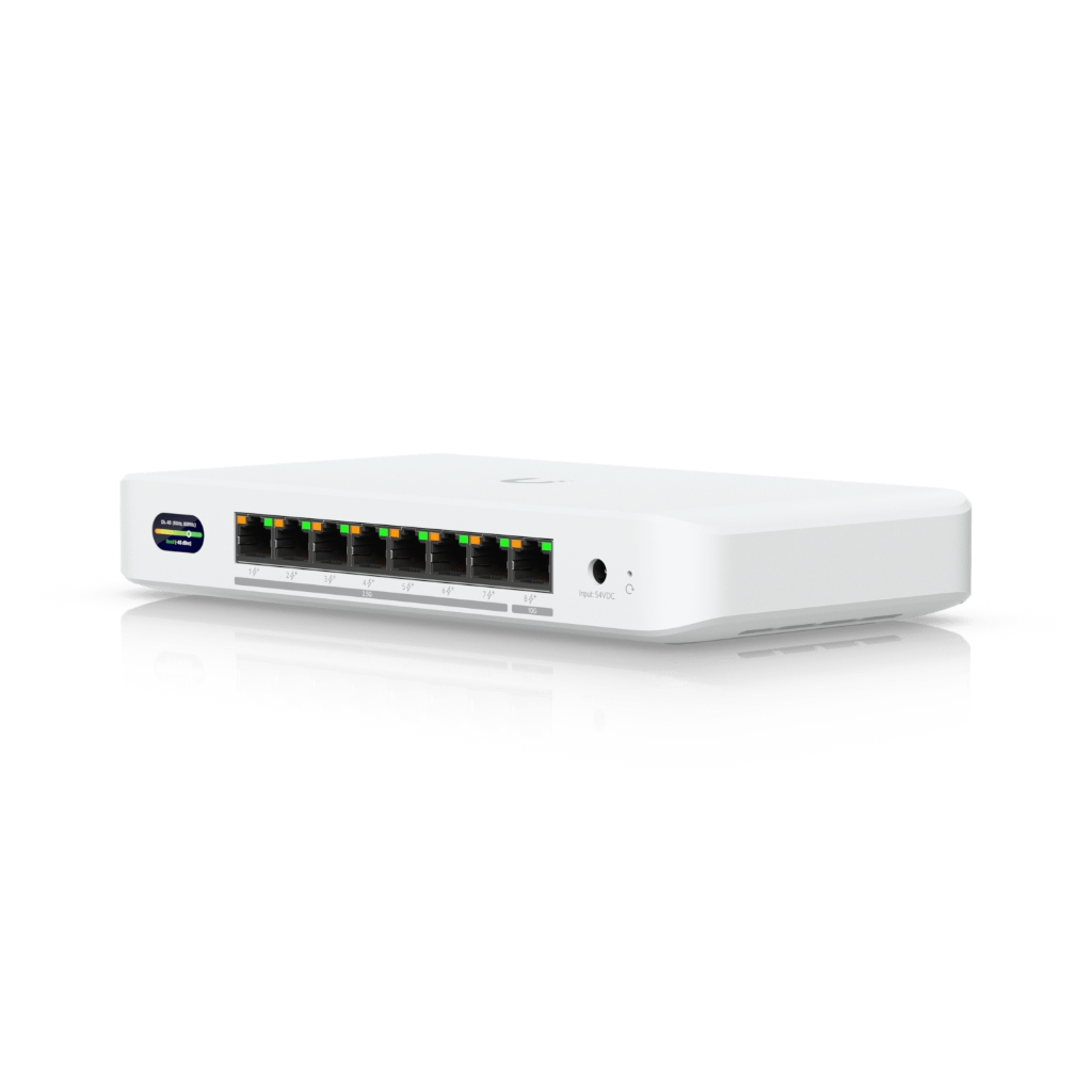 UBNT UniFi UDB-Switch - WiFi 7 Uplink’li 10GbE + 2.5GbE 8 Port PoE+ Switch, 0.96” LCM, 6 GHz Ready