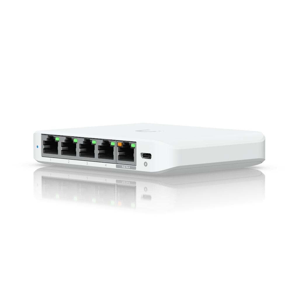 UBNT UniFi Flex Mini 2.5G (USW-Flex-2.5G-5) | 5 Port 2.5GbE, PoE ve USB-C Destekli Kompakt Switch